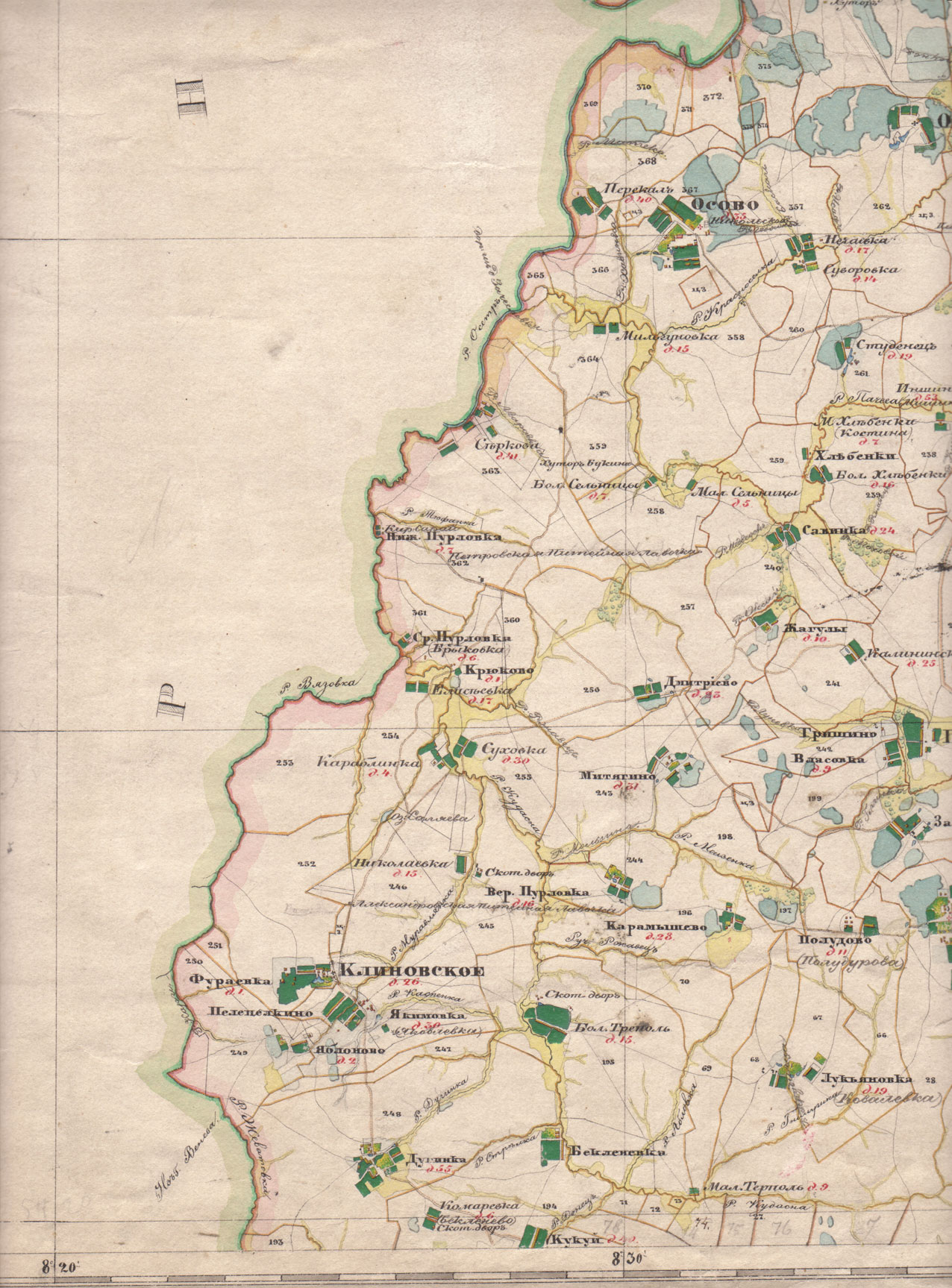 Карта менде рязанская губерния 1850 года