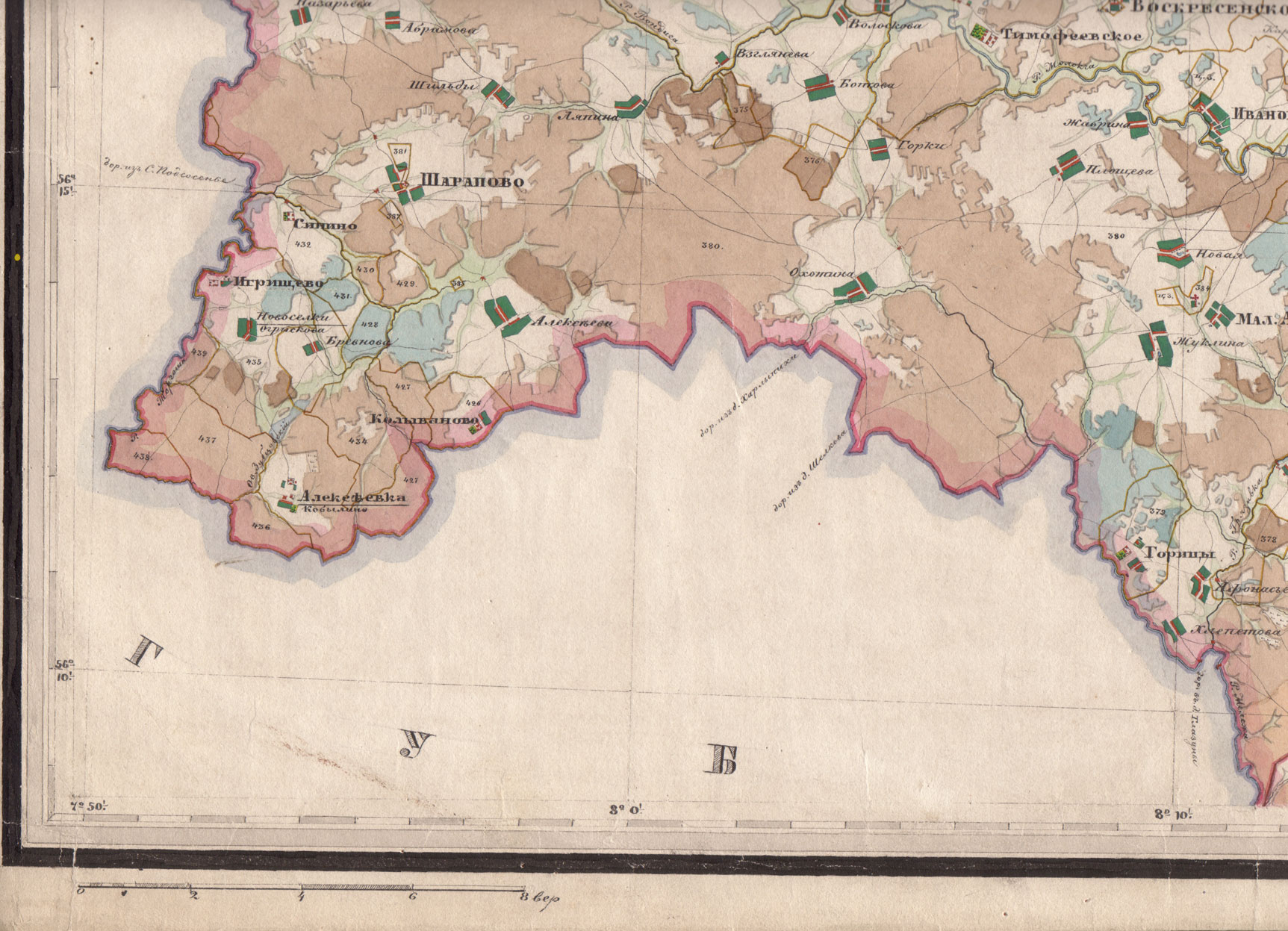 Карта владимирской губернии 1850