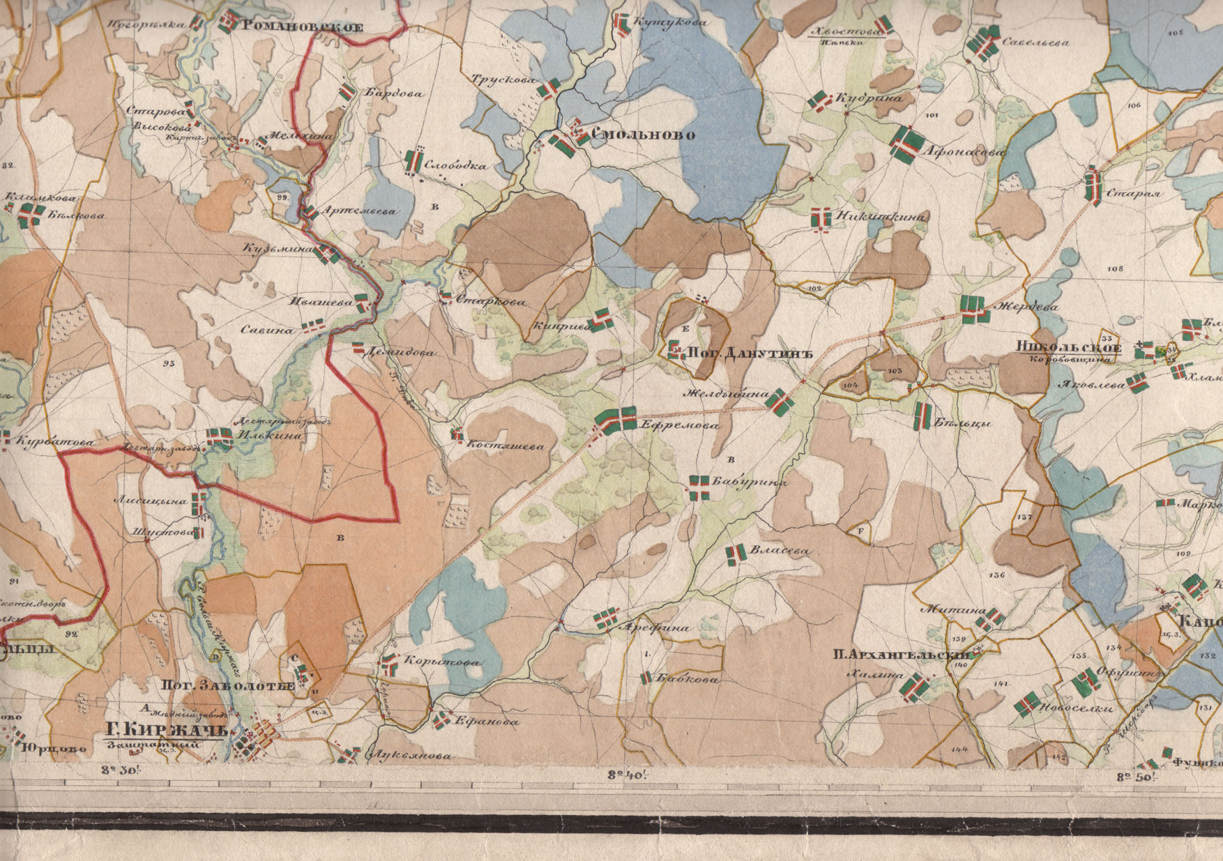 Карта владимирской губернии 1850