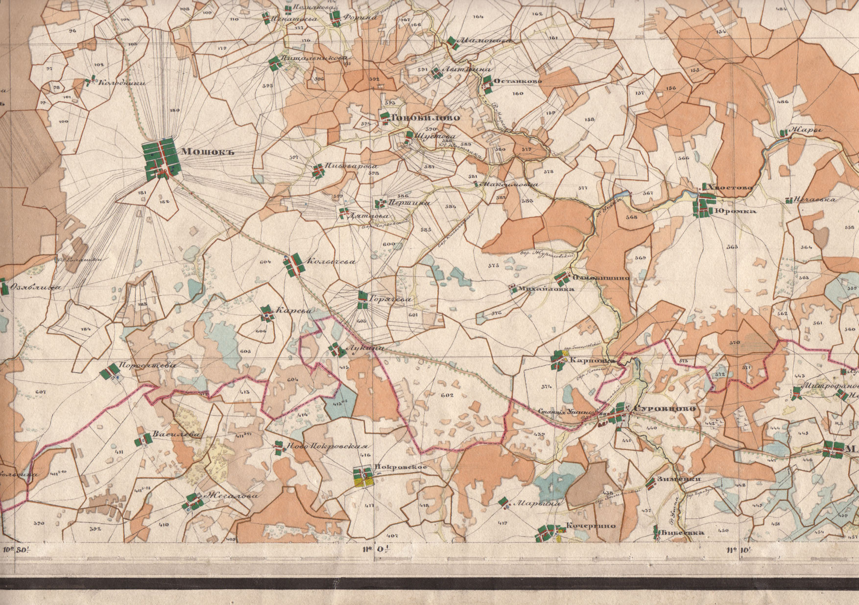 Карта менде нижегородской области 1850 года