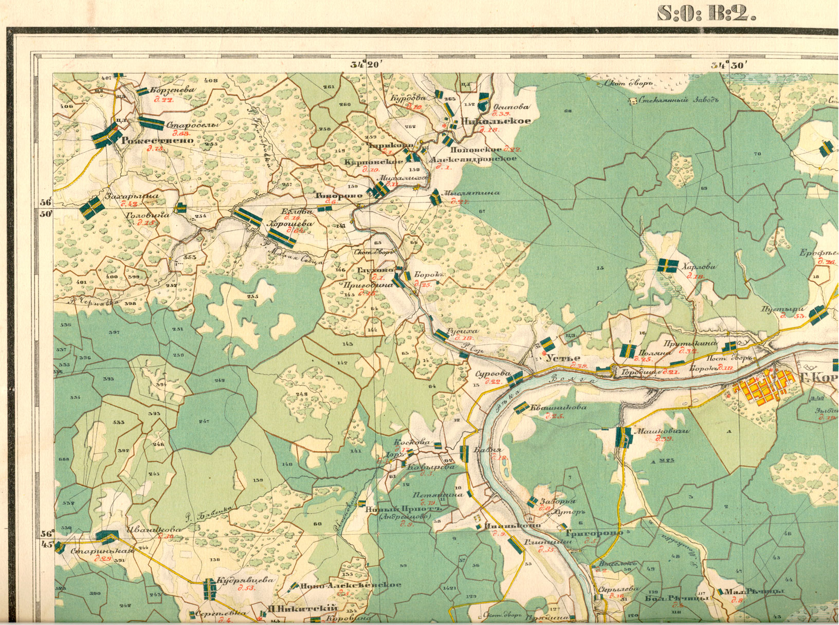 Карта тверской губернии 1915